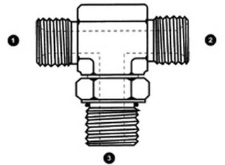 9079-02-02-04 - Branch Tee, 1/8" Male BSPP x 1/8" Male BSPP x #4 SAE-ORB Adj. - Steel Hydraulic Adapters (088919)