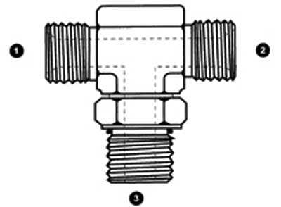 9079-08-08-10 - ข้อต่อสามทาง, BSPP ตัวผู้ 1/2" x BSPP ตัวผู้ 1/2" x #10 SAE-ORB Adj. - อะแดปเตอร์ไฮดรอลิกเหล็ก (088922)