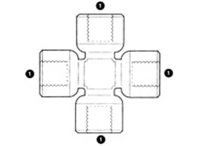 9097-04 - Cross, 1/4" Female BSP - Steel Hydraulic Adapters (088970)
