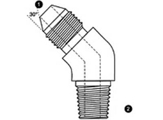 9225-16-16 - 45Â° Elbow, 1" Male JIS 30Â° x 1" Male BSPT - Steel Hydraulic Adapters (090673)