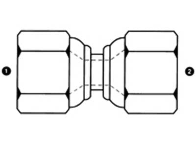 9226-04-04 - 1/4" JIC ตัวเมีย x 1/4" ตัวเมีย JIS 30Â° - อะแดปเตอร์ไฮดรอลิกเหล็ก (090674)