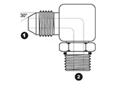 9278-08-06 - ข้องอ 90Â° JIS ตัวผู้ 1/2" 30Â° x #6 SAE/ORB Adj. - อะแดปเตอร์ไฮดรอลิกเหล็ก (090679)