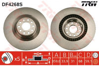 Rotor Disc, TRW, 4E0 615 301 A, DF4268S, AUDI (070293)