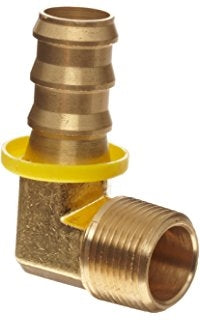 B-273-08-06C | Brass 1/2" Hose Barb x 3/8" Male NPTF 90Â° Elbow (092723)