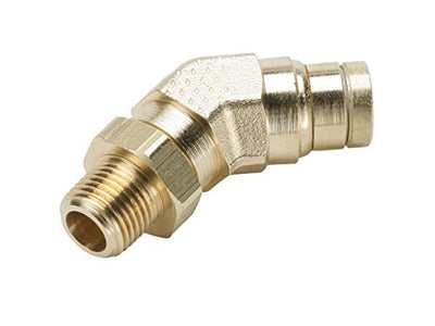 B-31154S-04-02 | ทองเหลือง 1/4" Push-In x 1/8" เกลียวนอก NPTF 45° ข้องอหมุน (092799)