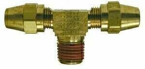 B-31371-08-06-08 | ทองเหลือง 1/2" แอร์เบรก x 3/8" ตัวผู้ NPTF x 1/2" แอร์เบรกรันที (092449)