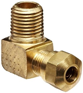 B-31469-04-06 | ทองเหลือง 1/4" แอร์เบรก x 3/8" ตัวผู้ NPTF ข้อศอก 90° (092304)
