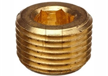 B-3155-02 - ปลั๊กท่อหกเหลี่ยมหัวเทเปอร์, 1/8" ข้อต่อทองเหลือง NPTF (082369)