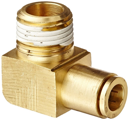 B-31869-04-02 | ทองเหลือง 1/4" เบรกอากาศแบบกด x 1/8" ตัวผู้ NPTF 90° ข้องอ (093033)
