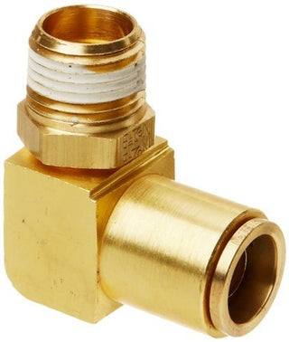 B-31869S-08-04 | Brass 1/2" Push-In Air Brake x 1/4" Male NPTF 90Â° Swivel Elbow (093045)