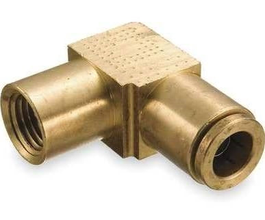 B-31870-08-06 | ทองเหลือง 1/2" เบรกลมแบบกด x 3/8" ตัวเมีย NPTF ข้อศอก 90° (093056)