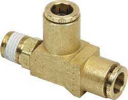 B-31871S-08-06-08 | Brass 1/2" Push-In Air Brake x 3/8" Male NPTF Swivel Run Tee (093067)