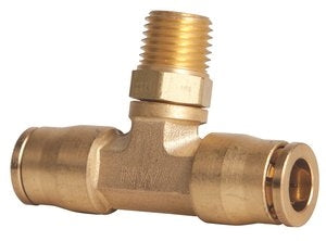 B-31872S-04-04-02 | Brass 1/4" Push-In Air Brake x 1/8" Male NPTF Swivel Branch Tee (093075)