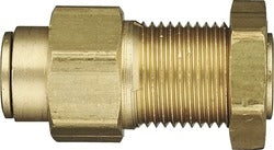 B-31874-10-10 | Brass 5/8" x 5/8" Push-In Air Brake Bulkhead Union (093084)