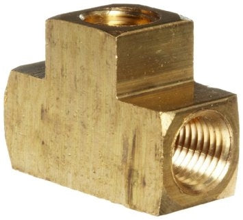 B-3652-03-03-02 | Brass 3/16" Inverted Flare x 3/16" Inverted Flare x 1/8" Female NPTF Branch Tee (092685)