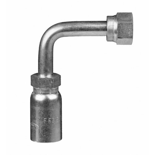 FFX90L-04-04 - 1/4" Hose x 1/4" ORFS Female Swivel 90Â° Long crimp fitting (082860)