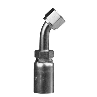 FJX45-03-04-R5 - 3/16" Hose (R5) x 1/4" JIC (7/16"-20 thread) 37Â° Female Swivel 45Â° Hose End Fittings (084149)