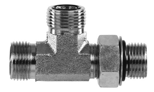 FS6804-06-04-06 - Run Tee, 3/8" ORFS x 1/4" ORB Male (#4 Straight Thread) x 3/8" ORFS  hydraulic fittings (081637)