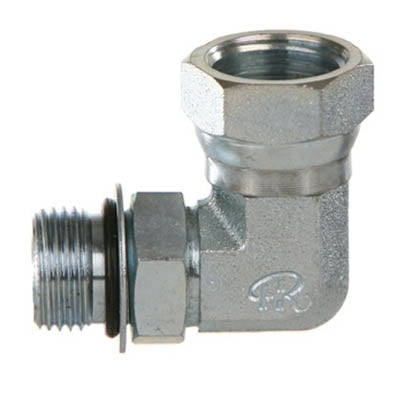 FS6809-08-08 - ข้อศอก 90Â°, 1/2" ORFS ตัวเมียหมุน x 1/2" ORB ตัวผู้ (#8 เกลียวตรง) ข้อต่อไฮดรอลิก (081653)