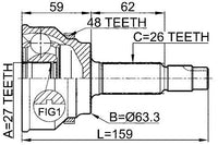JDL CV Joint TO-103A C:30T A:27T B:63.2MM TOYOTA ALPHARD 3.0 2WD