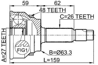 JDL CV Joint TO-103A C:30T A:27T B:63.2MM TOYOTA ALPHARD 3.0 2WD