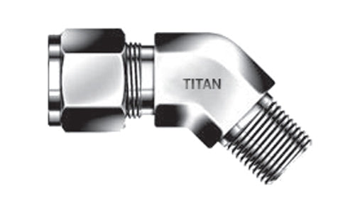 LBM-08-06N - ท่อ 1/2" x 3/8" เกลียวนอก NPT 45 ข้องอ - 316 สแตนเลส (095847)