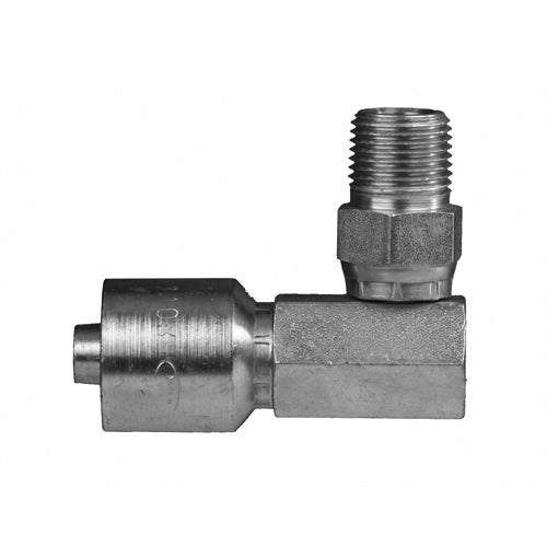 MPX90-06-06W - 3/8" Hose x 3/8" NPTF Male Pipe Swivel 90Â° crimp fitting (083612)