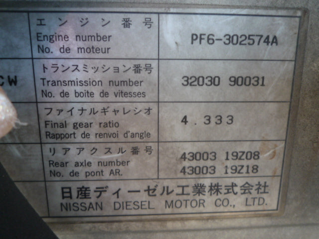 NISSAN DIESEL 1996 PF6 CG45AWZ รถบรรทุกดีเซล (8x4) (LHD) (014449)