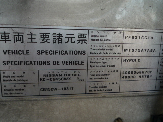 NISSAN DIESEL 1997 PF6 CG45CW รถบรรทุกดีเซล (8x4) (RHD) (014448)