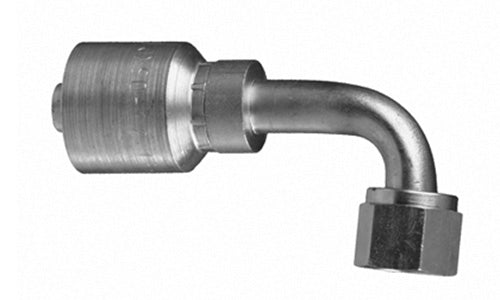 P43-FJ90L-06-08 | 3/8" Hose Long Drop x 1/2" JIC (3/4"-16 thread) 37Â° Female Swivel, 90Â° Elbow crimp fitting (083268)