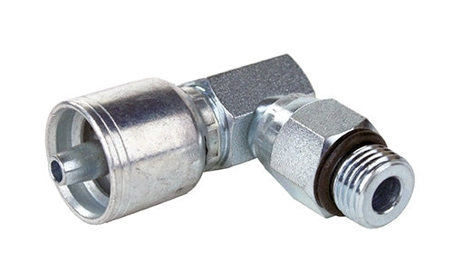 P43-MBX90-06-06 | 3/8" Hose x 3/8" ORB/SAE Thread Male Swivel, 90Â° Elbow crimp fitting (083371)
