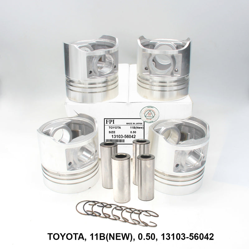 FPI Piston w/ Pin 0.50 Oversize, Toyota 11B (N), OEM 13103-56042