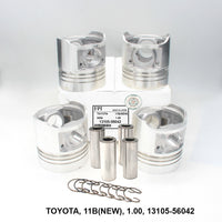 FPI Piston w/ Pin 1.00 Oversize, Toyota 11B, OEM 13105-56042