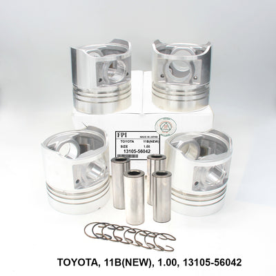 FPI Piston w/ Pin 1.00 Oversize, Toyota 11B, OEM 13105-56042