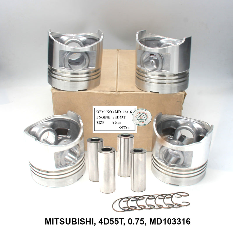 FPI Piston w/ Pin 0.75 Oversize - Mitsubishi 4D55T Turbo - OEM MD103316