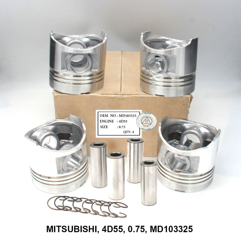 FPI Piston w/ Pin 0.75 Oversize, Mitsubishi 4D55, OEM MD103325
