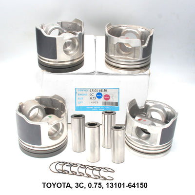 WPR Piston w/ Pin, 0.75 Oversize, for Toyota 3C, OEM 13101-64150