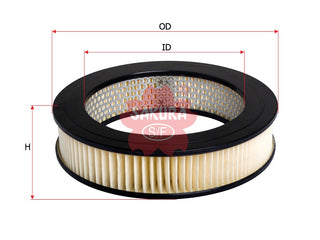 SAKURA,, Air Filter (Element), AY120-TY031, A-1107, TOYOTA