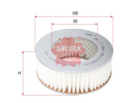 ไส้กรองอากาศ(ไส้กรอง) SAKURA, MD627045, A-1134, TOYOTA (124287)