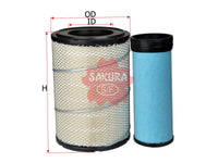 SAKURA,, Air Filter (Element), 17801-3000+17801-3030A, A-1156-S, TOYOTA