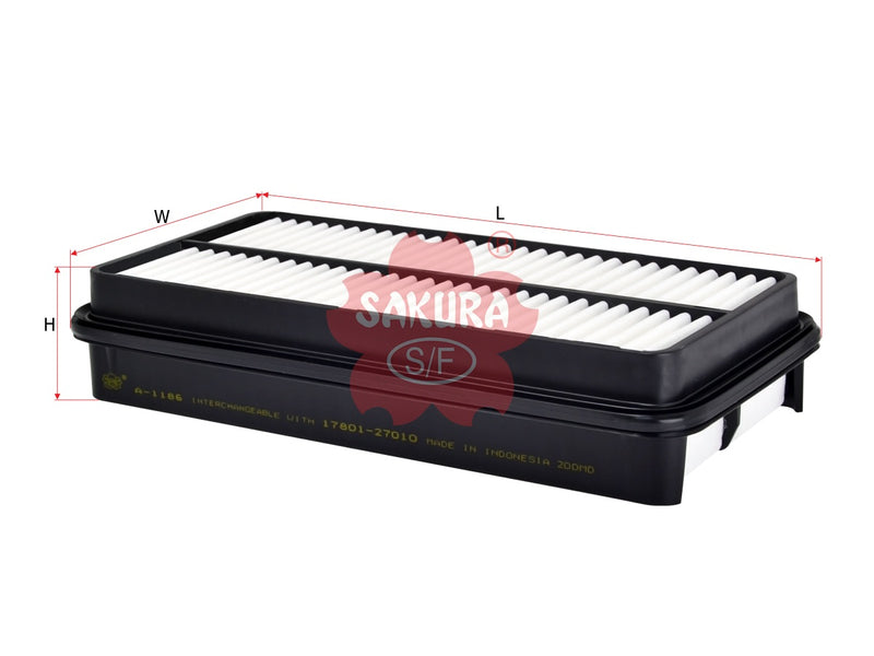 ไส้กรองอากาศ(ไส้กรอง) SAKURA, 17801-27010, A-1186, TOYOTA (124235)