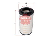 ไส้กรองอากาศ(ไส้กรอง) SAKURA, 17801-JAA10, A-1325, HINO (126175)