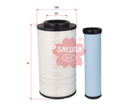 Air Filter (ဒြပ်စင်)၊ SAKURA၊ 17801-3380+17801-3390၊ A-1331-S၊ HINO (126174)