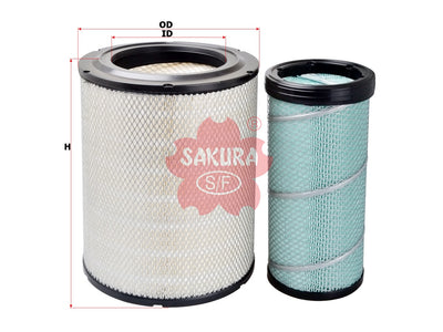 ไส้กรองอากาศ(ไส้กรอง) SAKURA, 17801-3450+17801-3460, A-1335M-S, HINO (125715)