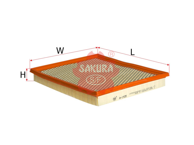 ไส้กรองอากาศ(ธาตุ) SAKURA, K53007386AB, A-1935, DAIHATSU (125111)