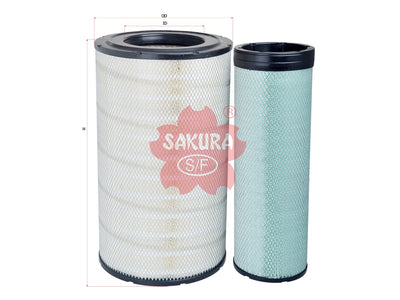 ไส้กรองอากาศ(ธาตุ) SAKURA, 50 10 230 916 + 50 10 269 584, A-25380-S, RENAULT VI (123433)