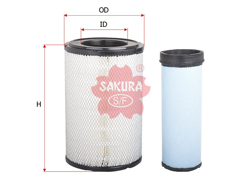 ไส้กรองอากาศ(ไส้กรอง) SAKURA, 8-98071421-0+8-98071422-0, A-2709-S, HITACHI (123685)