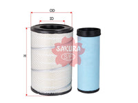 Air Filter (ဒြပ်စင်)၊ SAKURA၊ 4286128+4286130၊ A-2709M-S၊ HITACHI (123689)