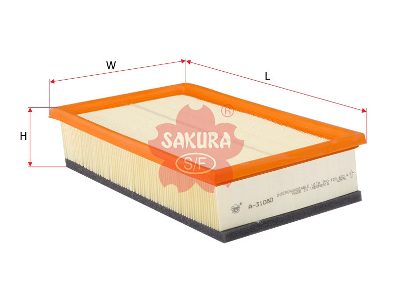 ไส้กรองอากาศ(ไส้กรอง) SAKURA, 7H0 129 620 A, A-31080, VOLKSWAGEN (123514)