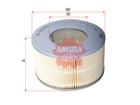 ไส้กรองอากาศ(ไส้กรอง) SAKURA, 17801-54180, A-3324, TOYOTA (124058)